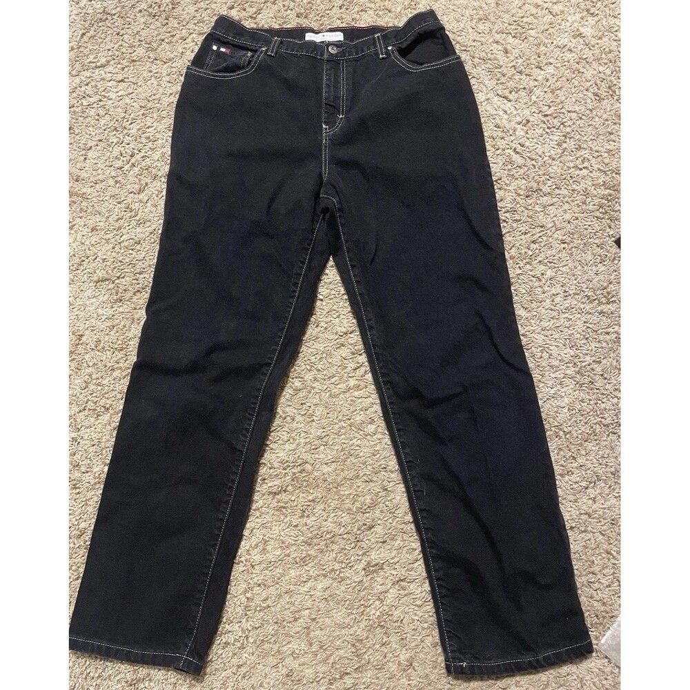 TOMMY HILFIGER Vintage 90s Straight Leg Black Denim Jeans Womens 14 L\33